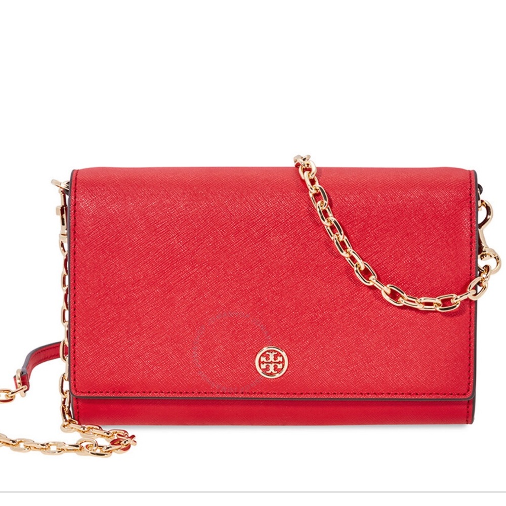 Tory Burch chain wallet red